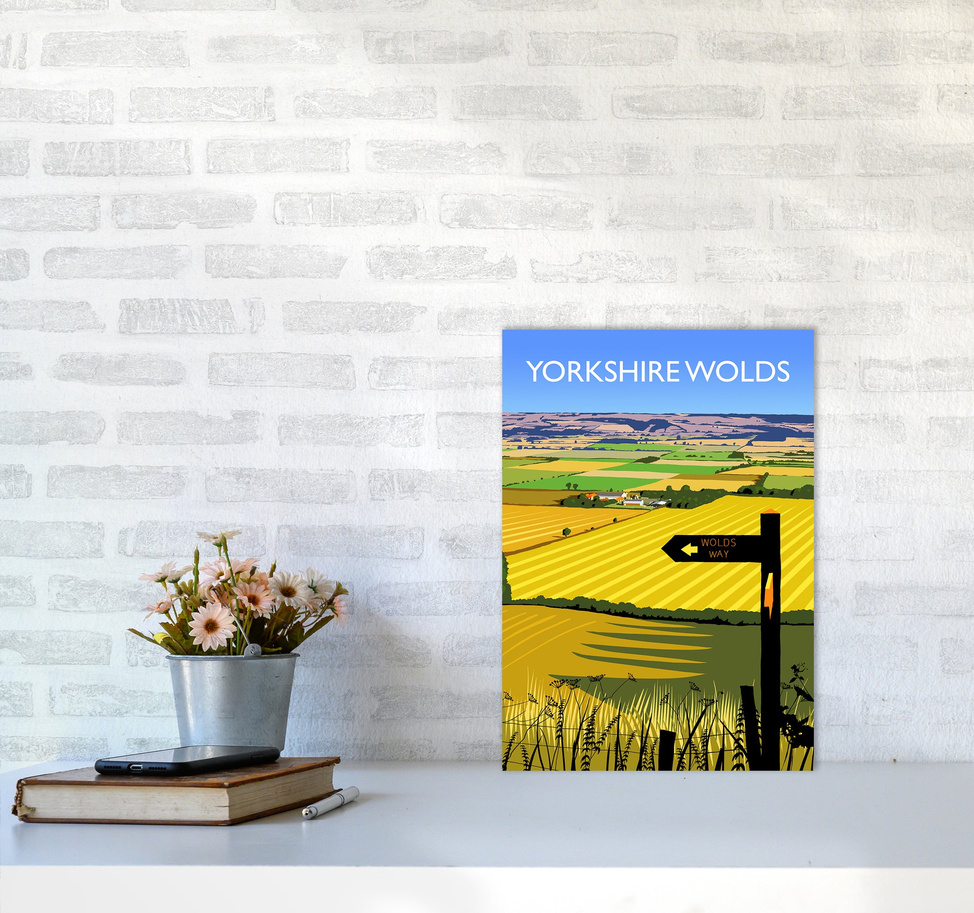 Yorkshire Wolds portrait Travel Art Print by Richard O'Neill A3 Black Frame