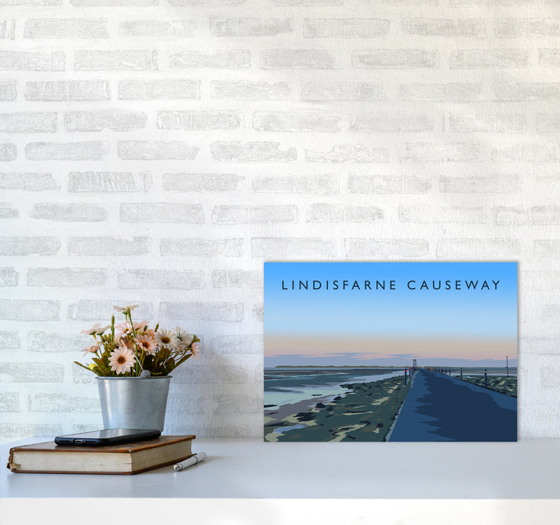 Lindisfarne Causeway Travel Art Print by Richard O'Neill A3 Black Frame