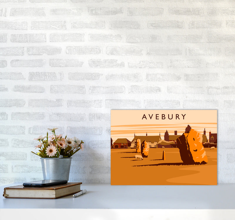 Avebury Travel Art Print by Richard O'Neill A3 Black Frame