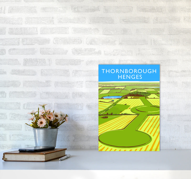 Thornborough Henges portrait Travel Art Print by Richard O'Neill A3 Black Frame