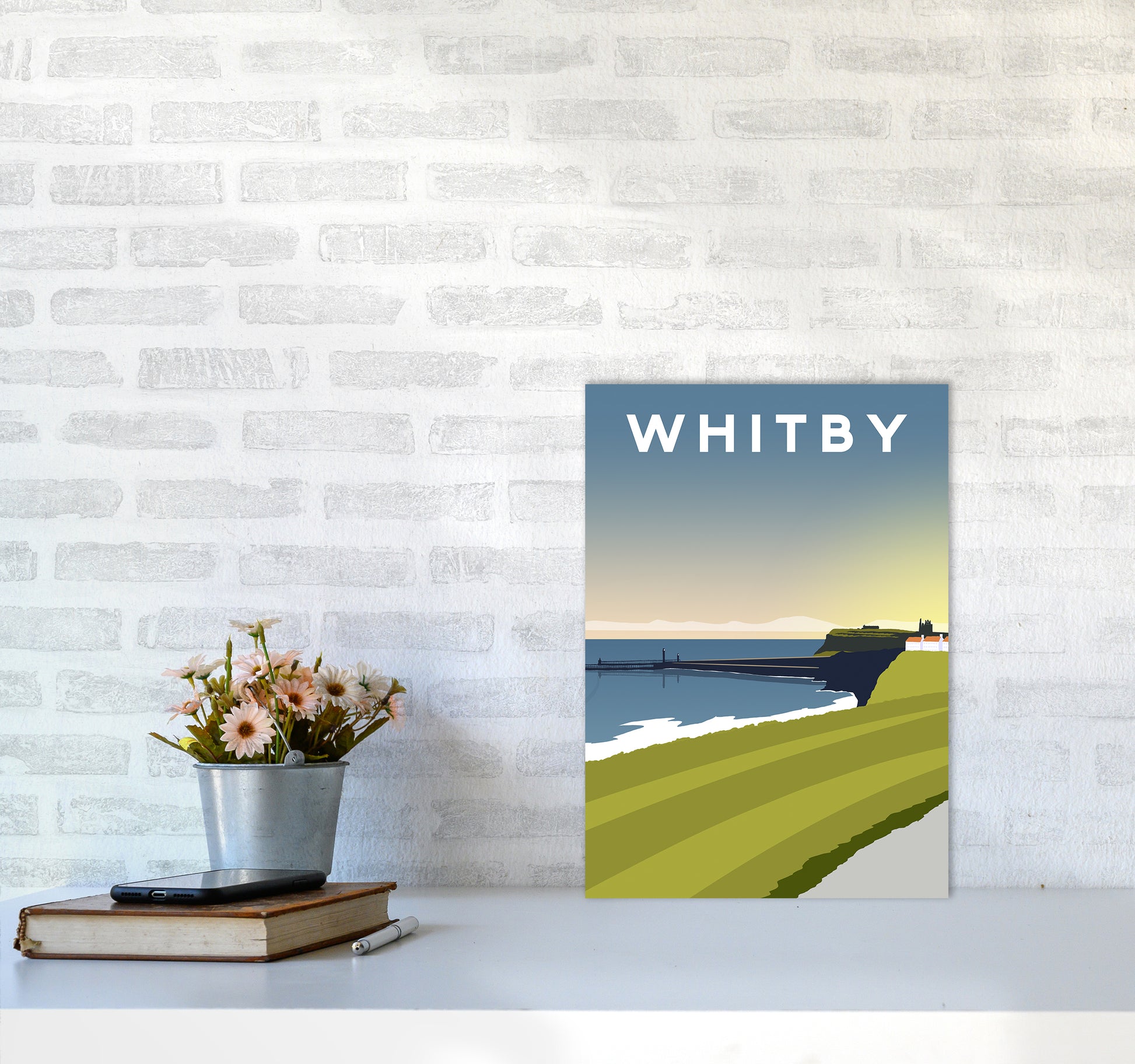Whitby 5 portrait Travel Art Print by Richard O'Neill A3 Black Frame