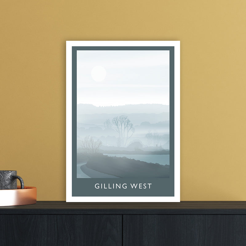 Gilling West (Winter) Portrait Travel Art Print by Richard O'Neill A3 Black Frame