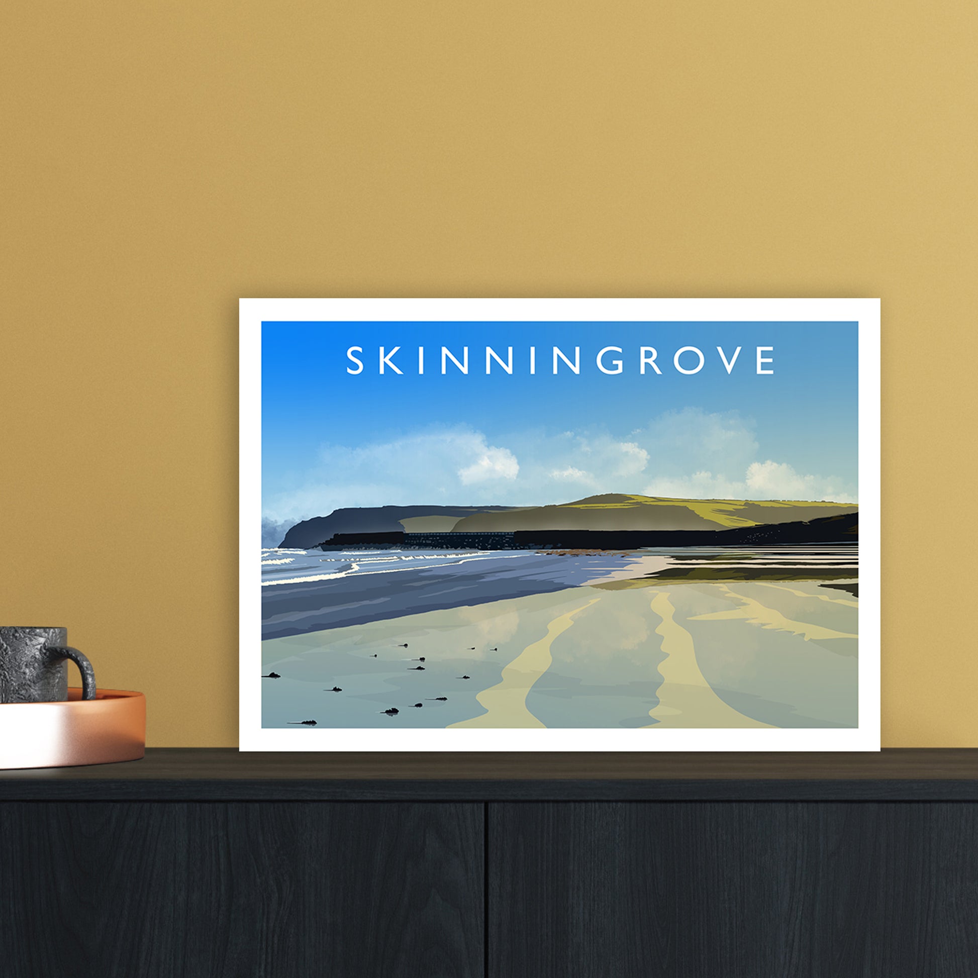 Skinningrove 2 Travel Art Print by Richard O'Neill A3 Black Frame