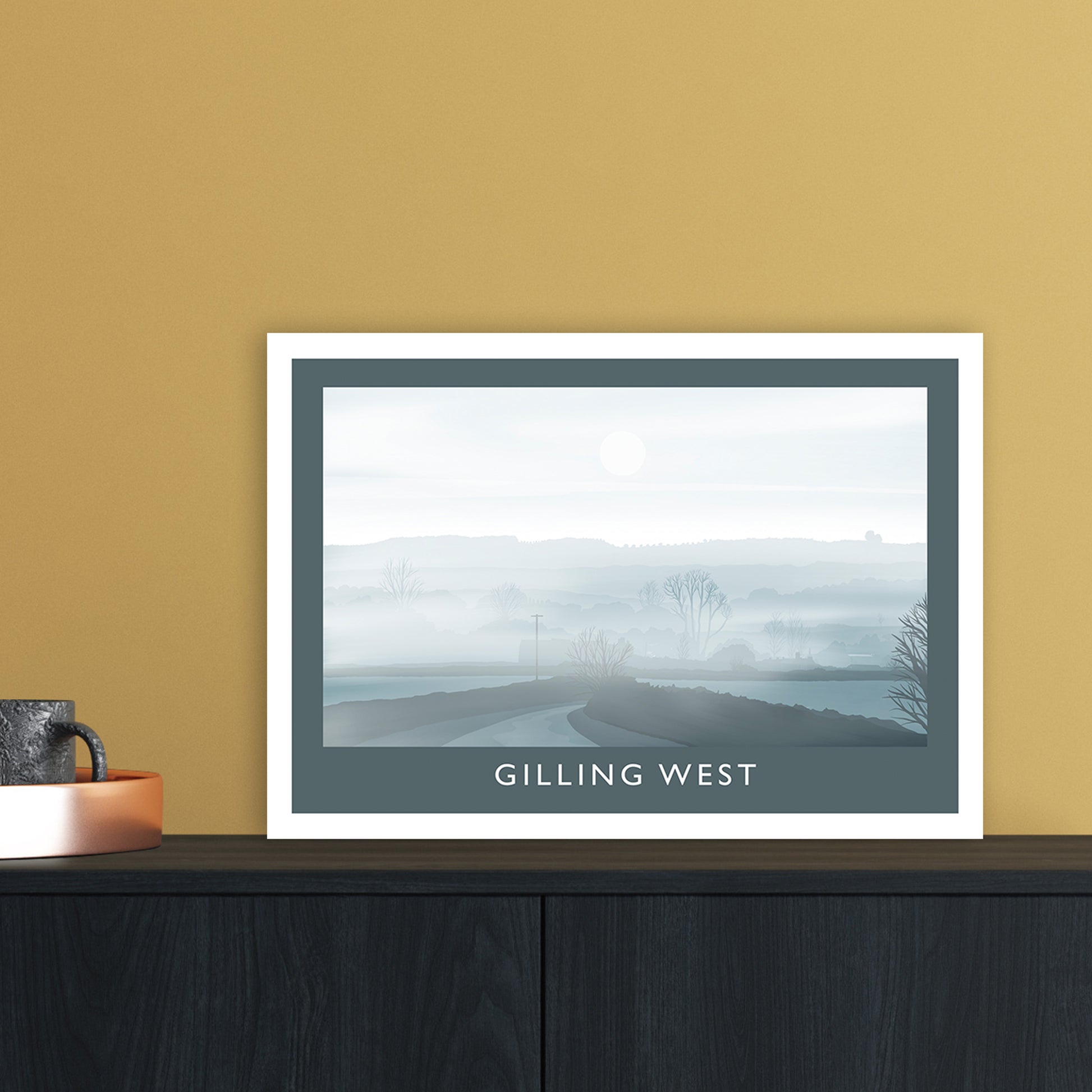Gilling West (Winter) Travel Art Print by Richard O'Neill A3 Black Frame