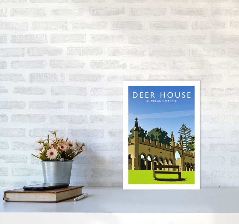 Deer House portrait Travel Art Print by Richard O'Neill A3 Black Frame
