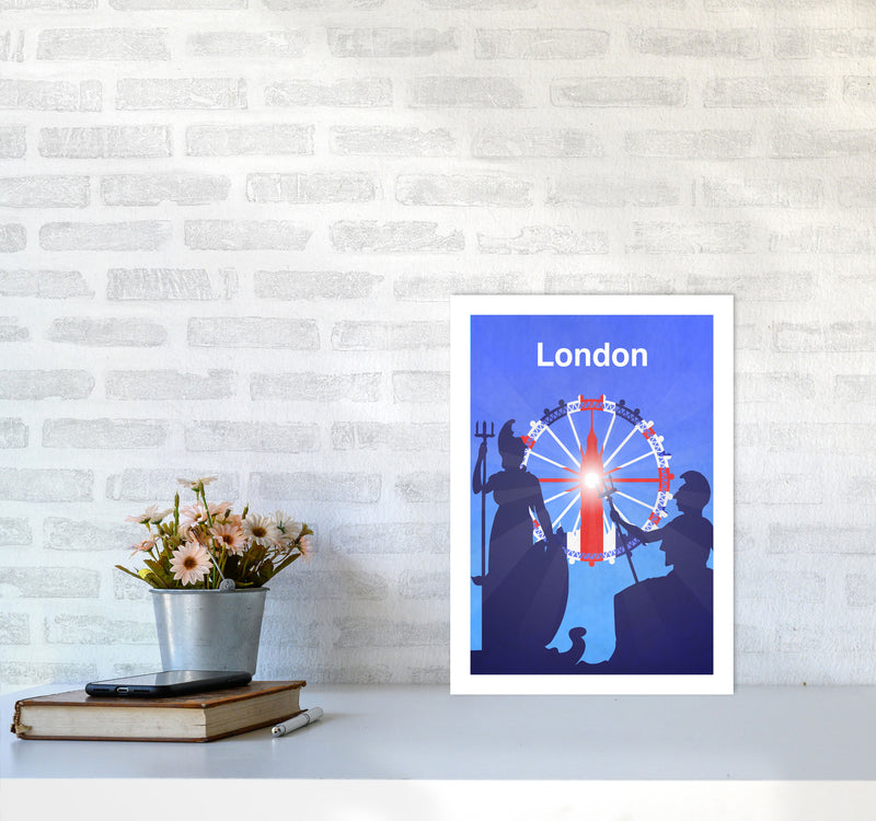 London (Britannia) portrait Travel Art Print by Richard O'Neill A3 Black Frame