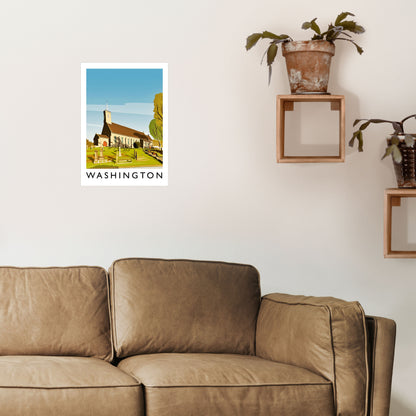 Washington Portrait Travel Art Print by Richard O'Neill A3 Black Frame