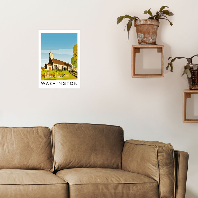 Washington Portrait Travel Art Print by Richard O'Neill A3 Black Frame