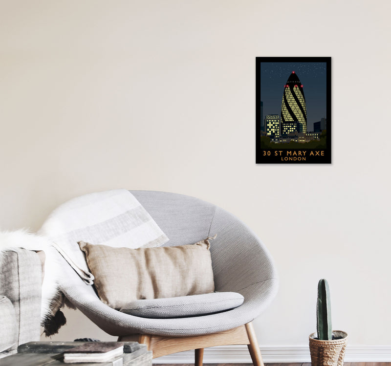 30 St Mary Axe London Travel Art Print by Richard O'Neill A3 Black Frame