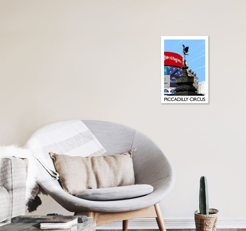 Piccadilly Circus London Art Print by Richard O'Neill A3 Black Frame