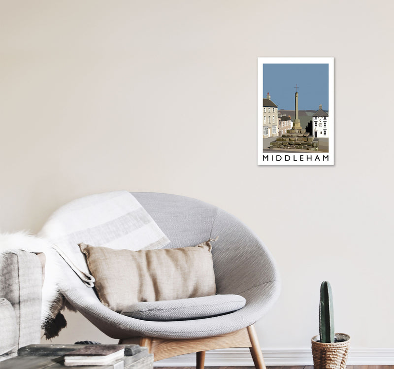 Middleham by Richard O'Neill Yorkshire Art Print, Vintage Travel Poster A3 Black Frame