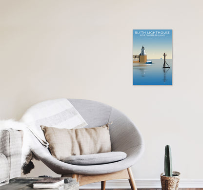 Blyth Lighthouse Northumberland Art Print by Richard O'Neill A3 Black Frame