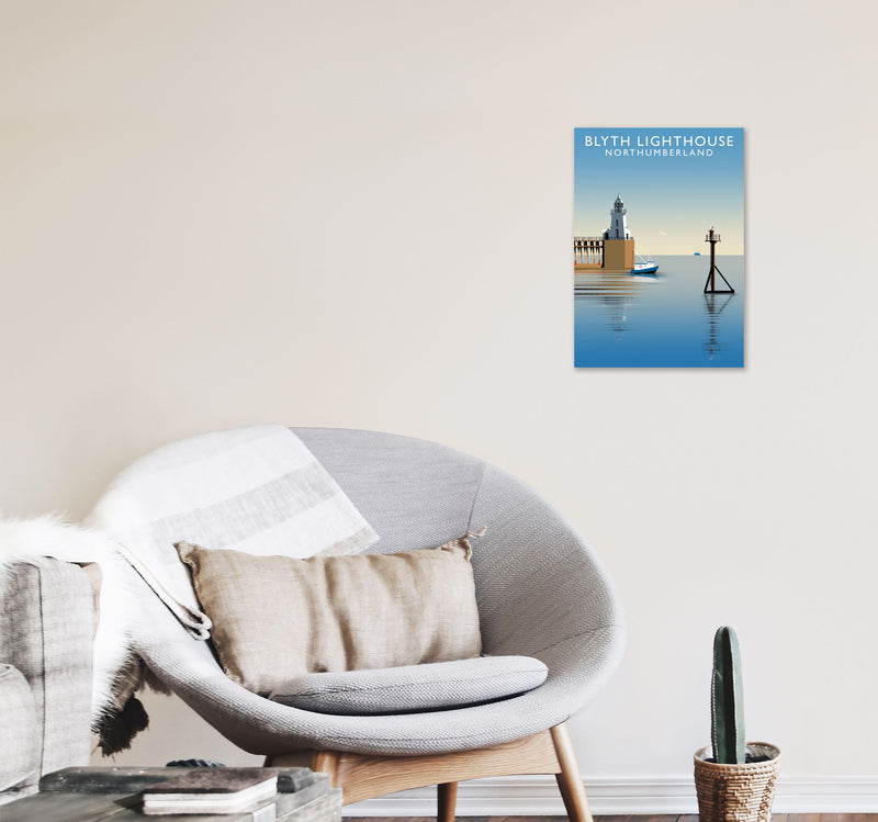 Blyth Lighthouse Northumberland Art Print by Richard O'Neill A3 Black Frame
