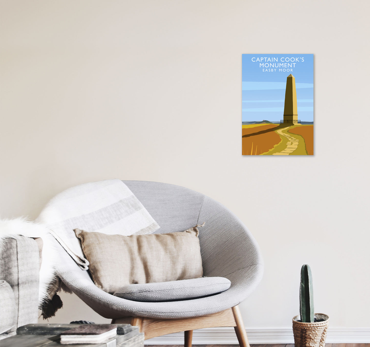Captain Cooks Monument (Portrait) by Richard O'Neill A3 Black Frame