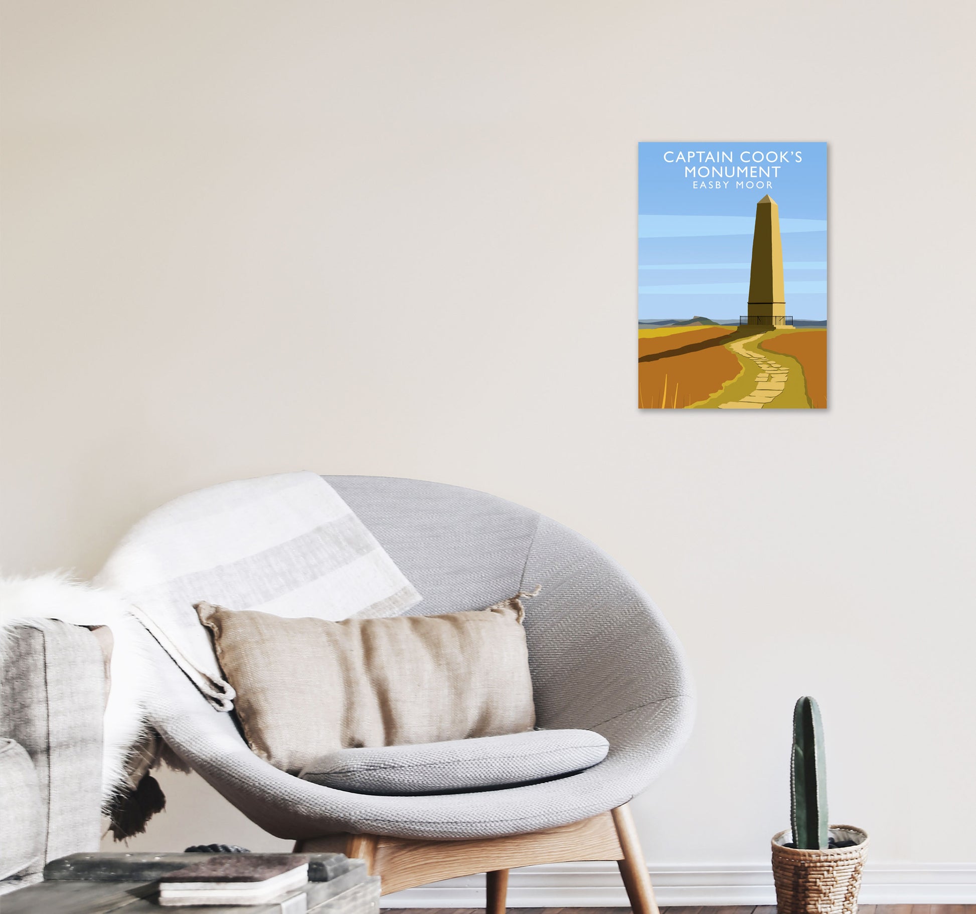 Captain Cooks Monument (Portrait) by Richard O'Neill A3 Black Frame