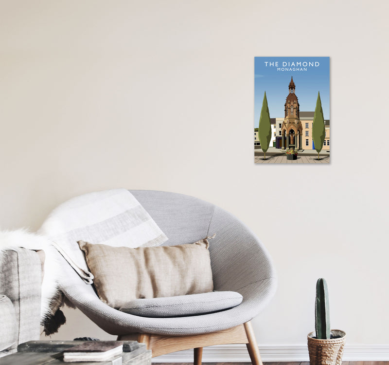 The Diamond Monaghan Travel Art Print by Richard O'Neill, Framed Wall Art A3 Black Frame