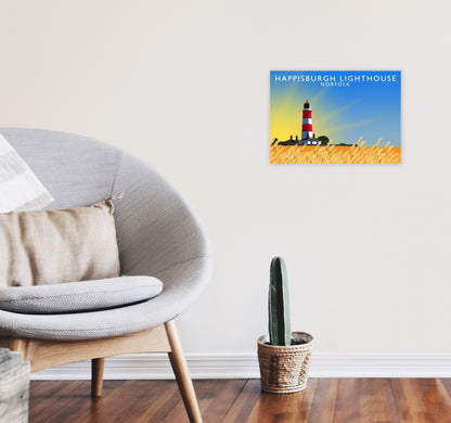 Hapisburgh Lighthouse Norfolk Art Print by Richard O'Neill, Framed Wall Art A3 Black Frame