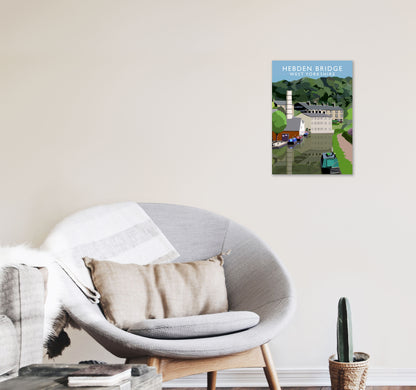 Hebden Bridge West Yorkshire Travel Art Print by Richard O'Neill A3 Black Frame