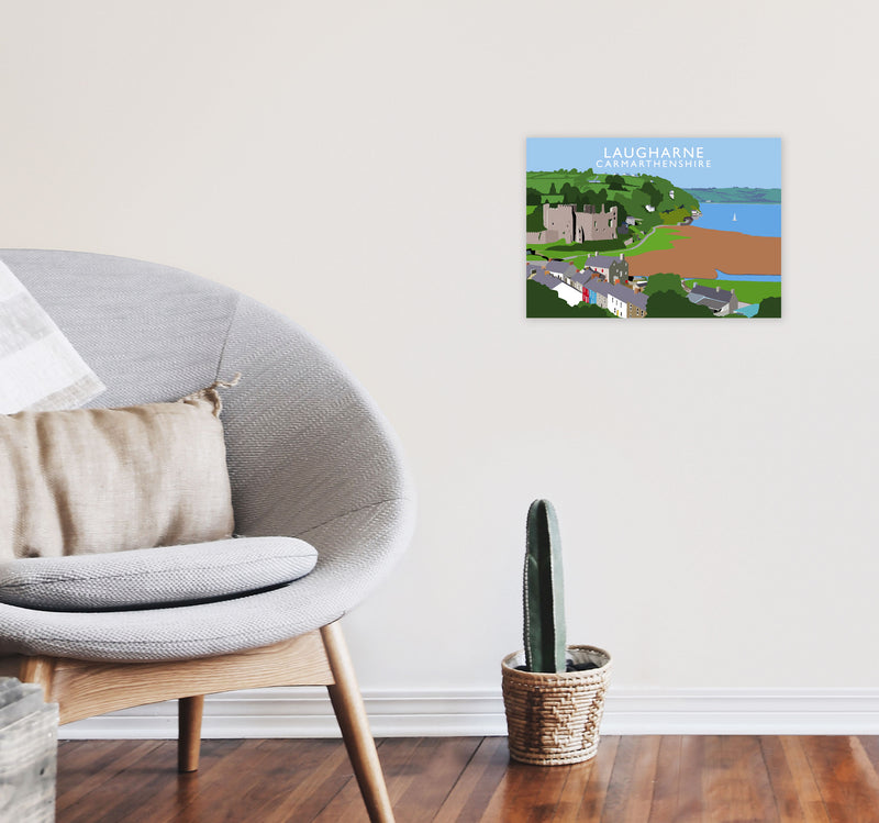 Laugharne Art Print by Richard O'Neill, Framed Wall Art A3 Black Frame