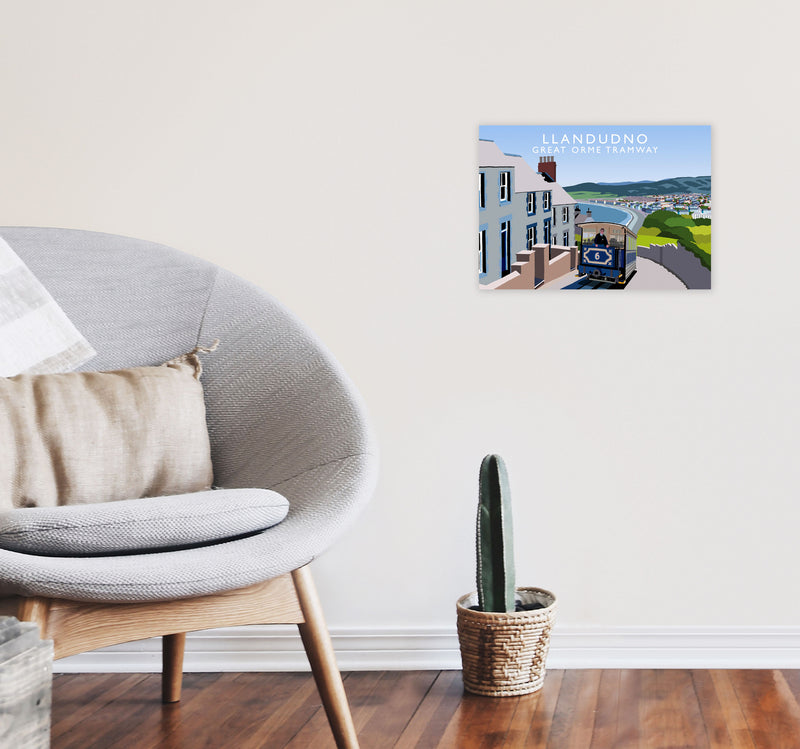 Llandudno Great Orme Tramway Travel Art Print by Richard O'Neill A3 Black Frame