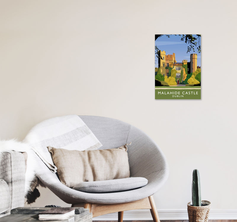 Malahide Castle Dublin Travel Art Print by Richard O'Neill, Framed Wall Art A3 Black Frame