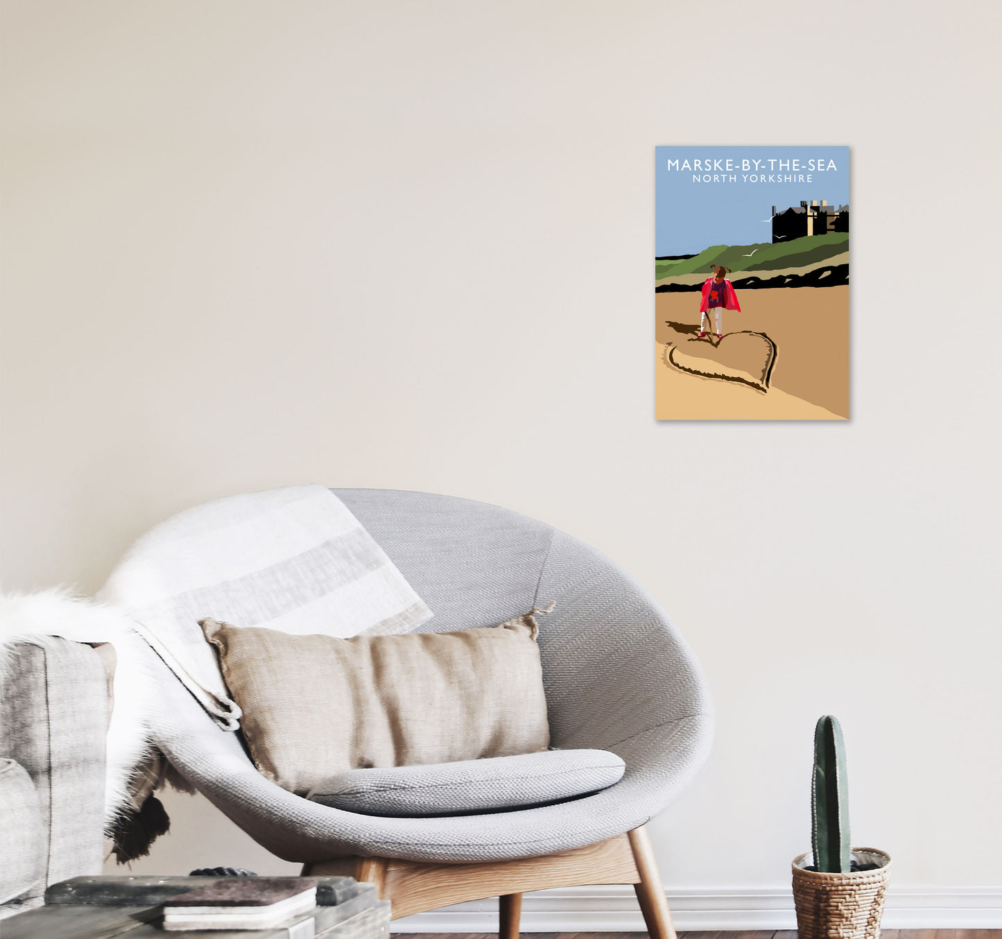 Marske-By-The-Sea North Yorkshire Travel Art Print by Richard O'Neill A3 Black Frame