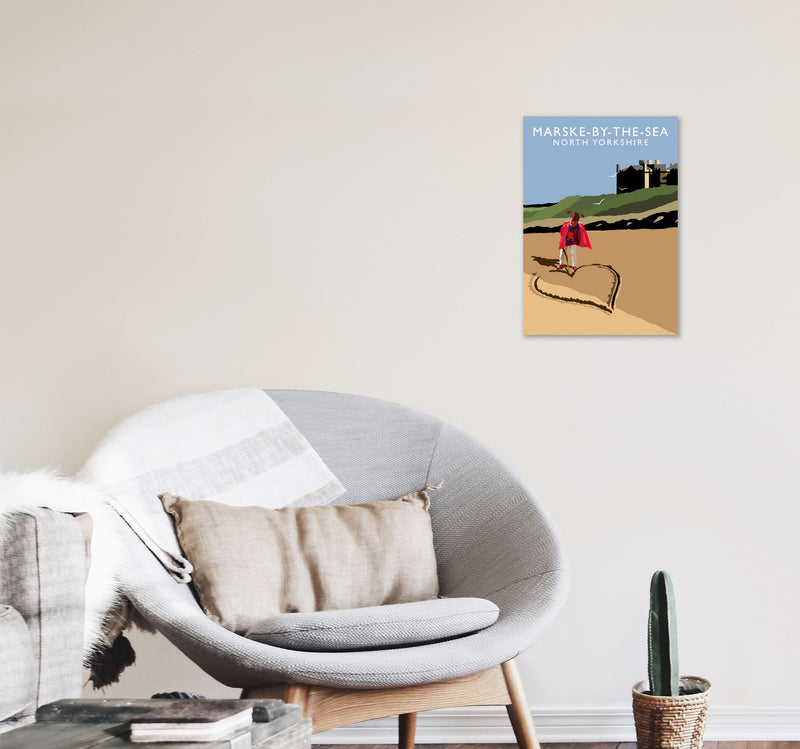 Marske-By-The-Sea North Yorkshire Travel Art Print by Richard O'Neill A3 Black Frame