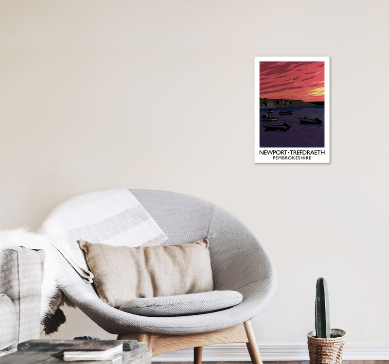 Newport Trefdraeth Pembrokeshire Travel Art Print by Richard O'Neill A3 Black Frame