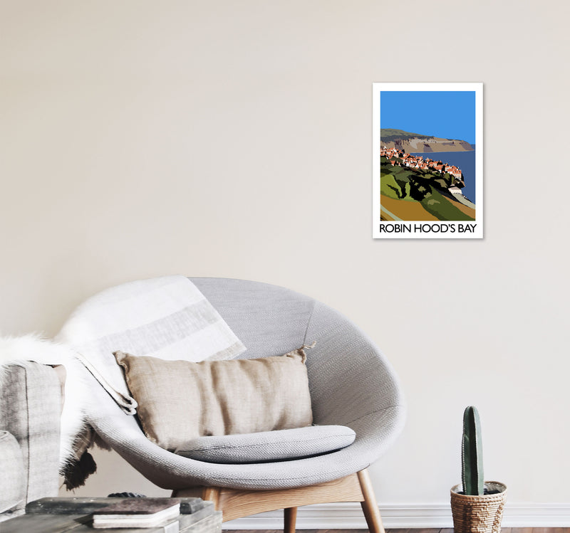 Robin Hood's Bay Travel Art Print by Richard O'Neill, Framed Wall Art A3 Black Frame