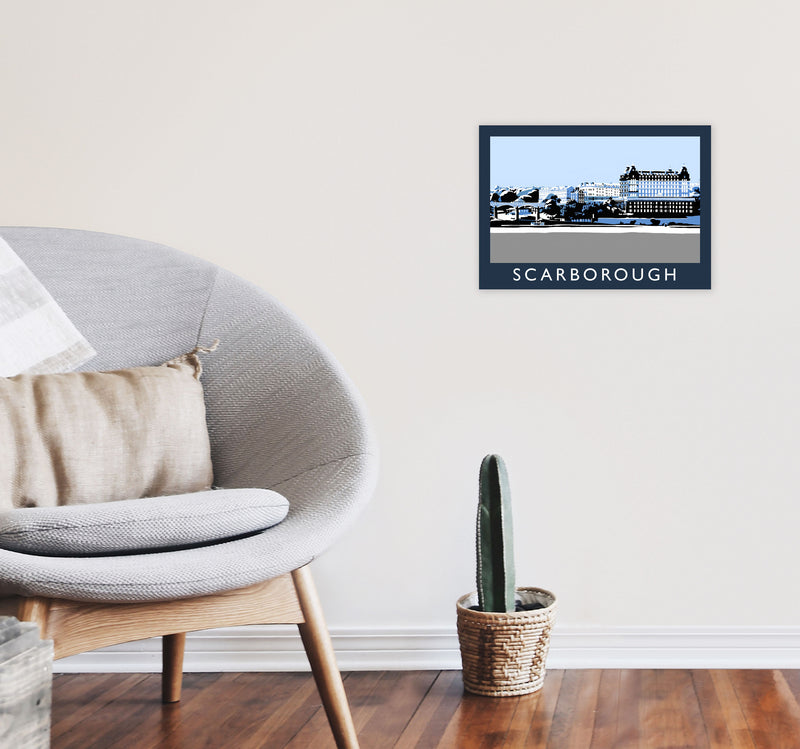 Scarborough Travel Art Print by Richard O'Neill, Framed Wall Art A3 Black Frame