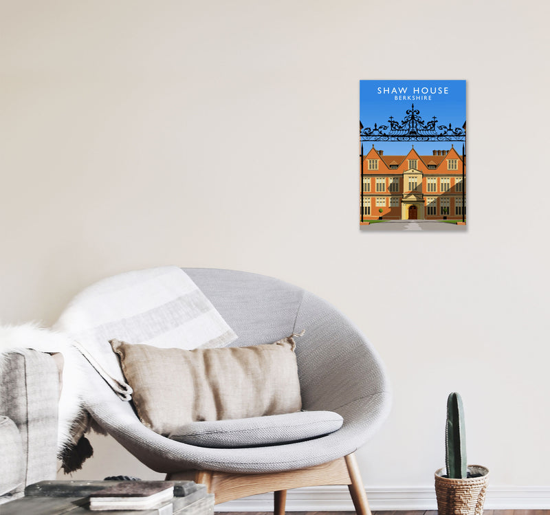 Shaw House Berkshire Travel Art Print by Richard O'Neill, Framed Wall Art A3 Black Frame