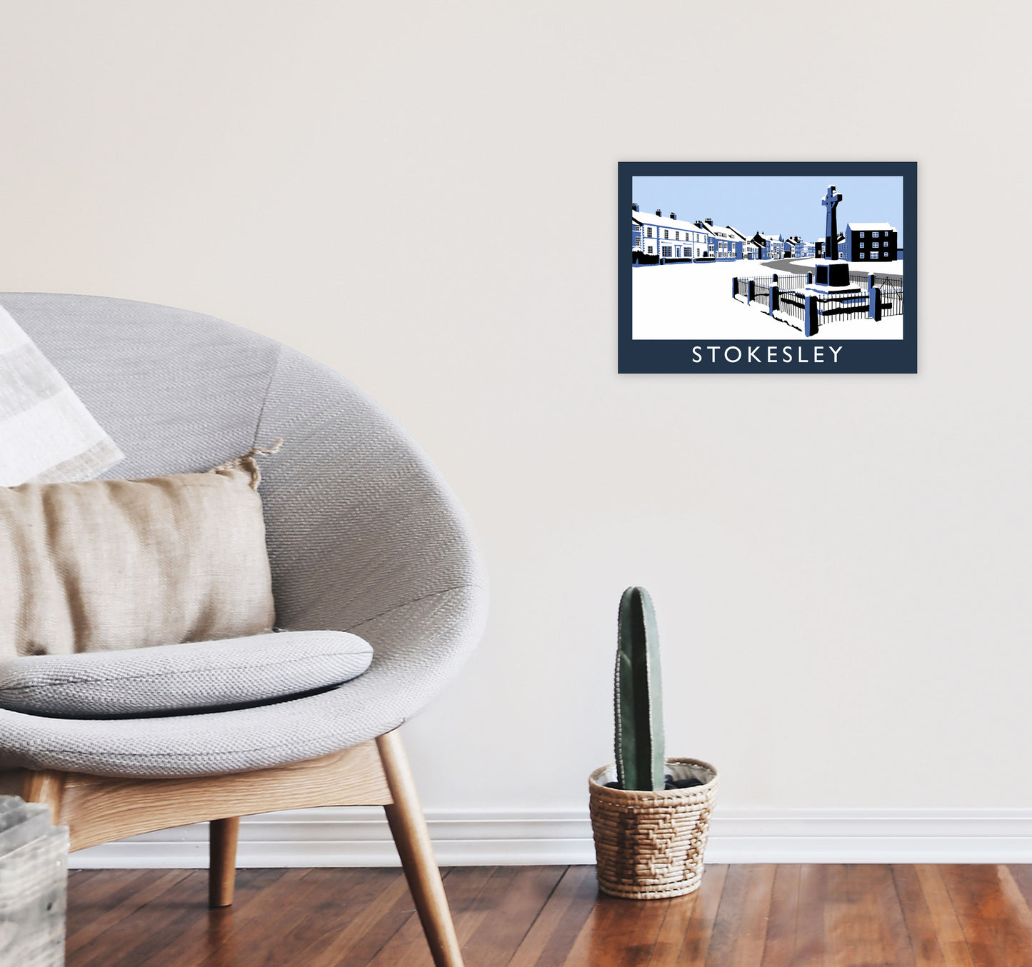 Stokesley Travel Art Print by Richard O'Neill, Framed Wall Art A3 Black Frame