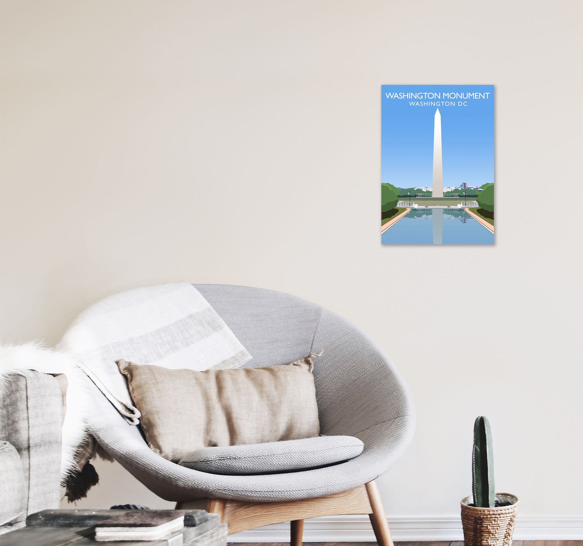 Washington Monument Washington DC Travel Art Print by Richard O'Neill A3 Black Frame