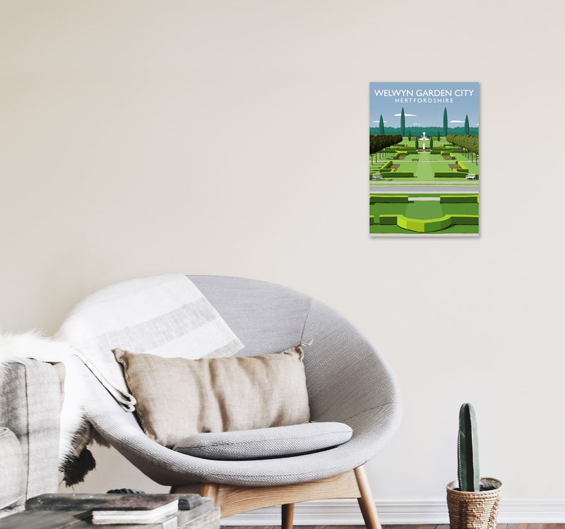 Welwyn Garden City Hertfordshire Travel Art Print by Richard O'Neill A3 Black Frame