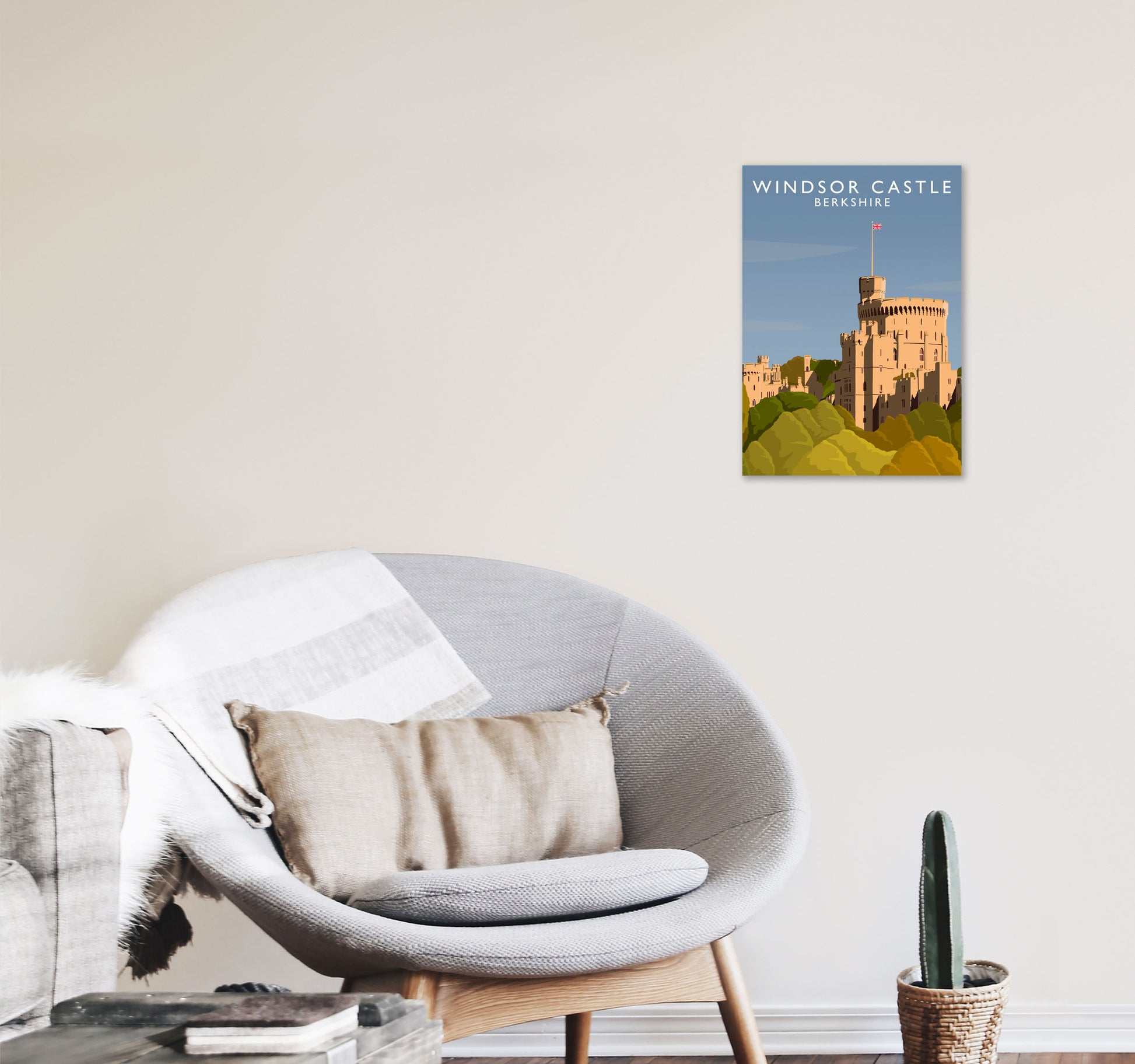 Windsor Castle Berkshire Travel Art Print by Richard O'Neill A3 Black Frame