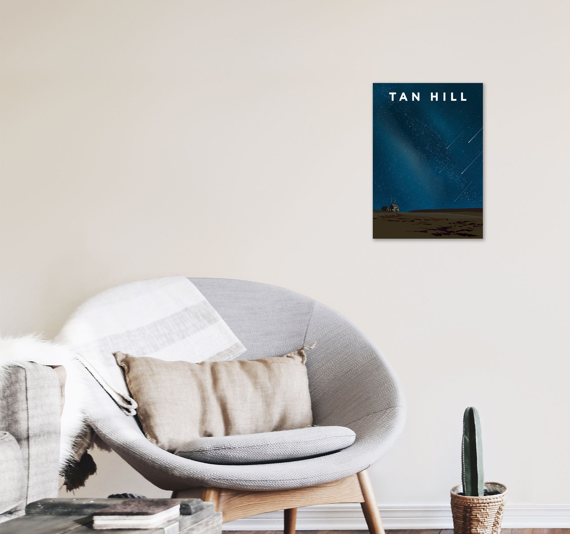 Tan Hill Travel Art Print by Richard O'Neill, Framed Wall Art A3 Black Frame