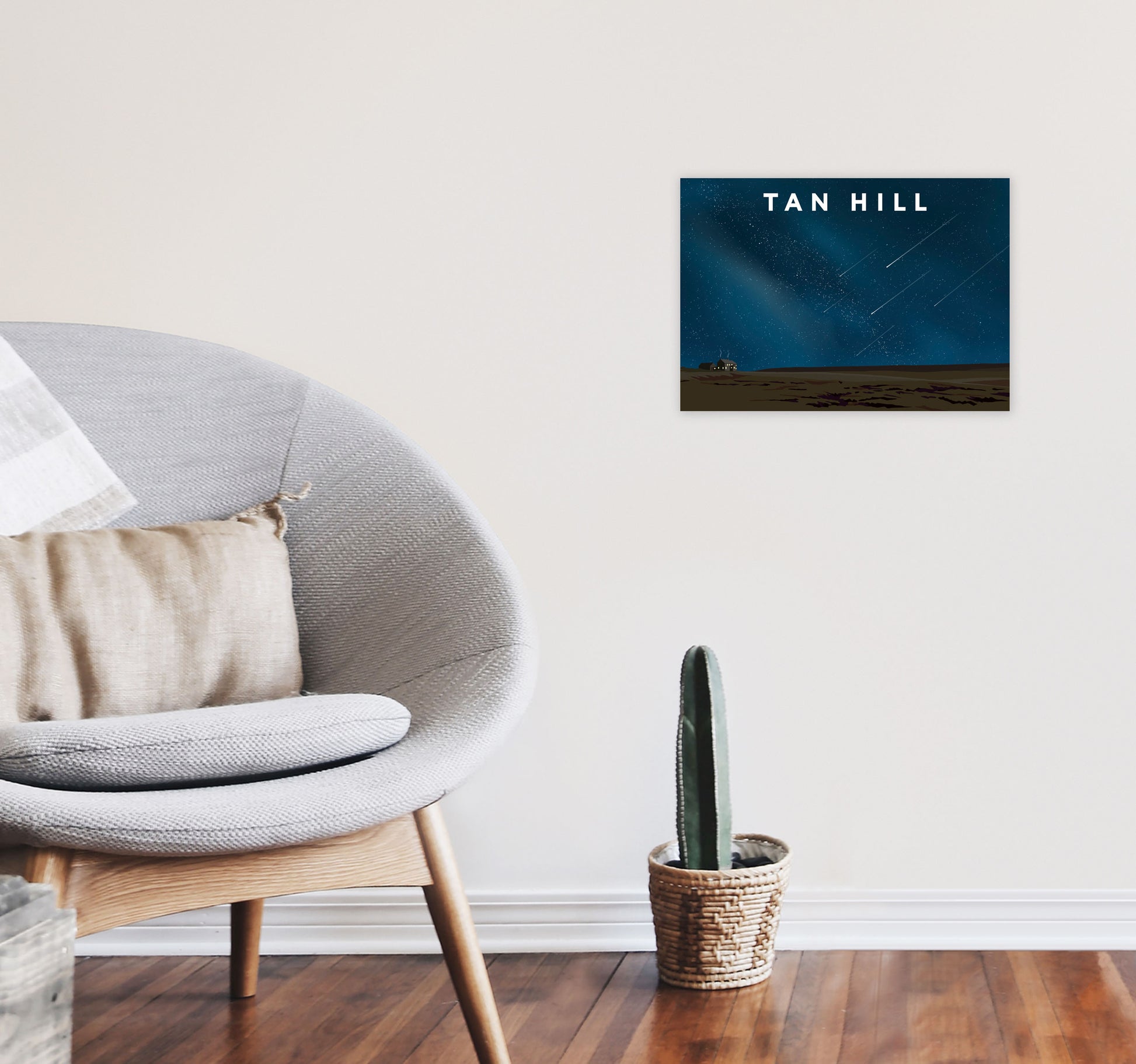 Tan Hill Travel Art Print by Richard O'Neill, Framed Wall Art A3 Black Frame