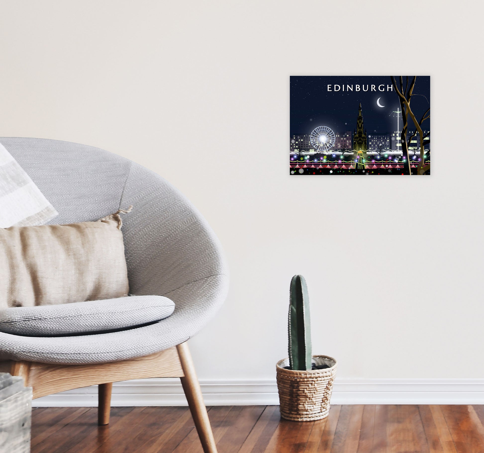 Edinburgh Night by Richard O'Neill A3 Black Frame