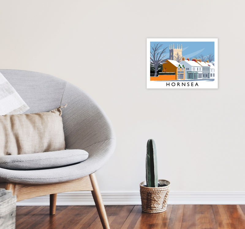 Hornsea (snow) by Richard O'Neill A3 Black Frame