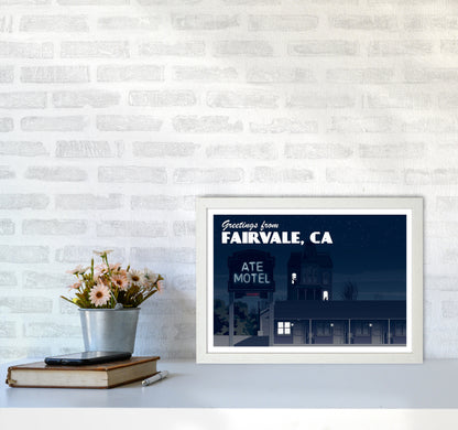 Bates Motel Night Art Print by Richard O'Neill A3 Oak Frame