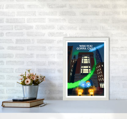 Ghostbusters Night Art Print by Richard O'Neill A3 Oak Frame
