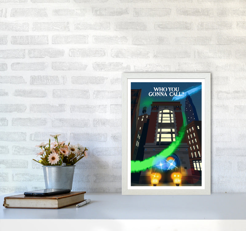 Ghostbusters Night Art Print by Richard O'Neill A3 Oak Frame