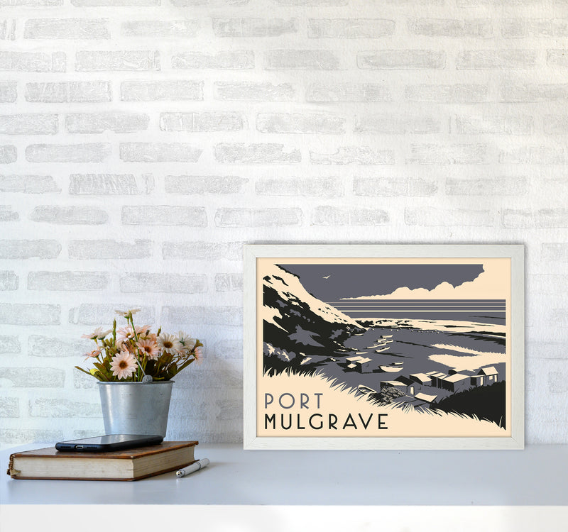 Port Mulgrave Travel Art Print by Richard O'Neill A3 Oak Frame