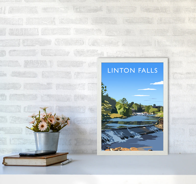 Linton Falls portrait Travel Art Print by Richard O'Neill A3 Oak Frame