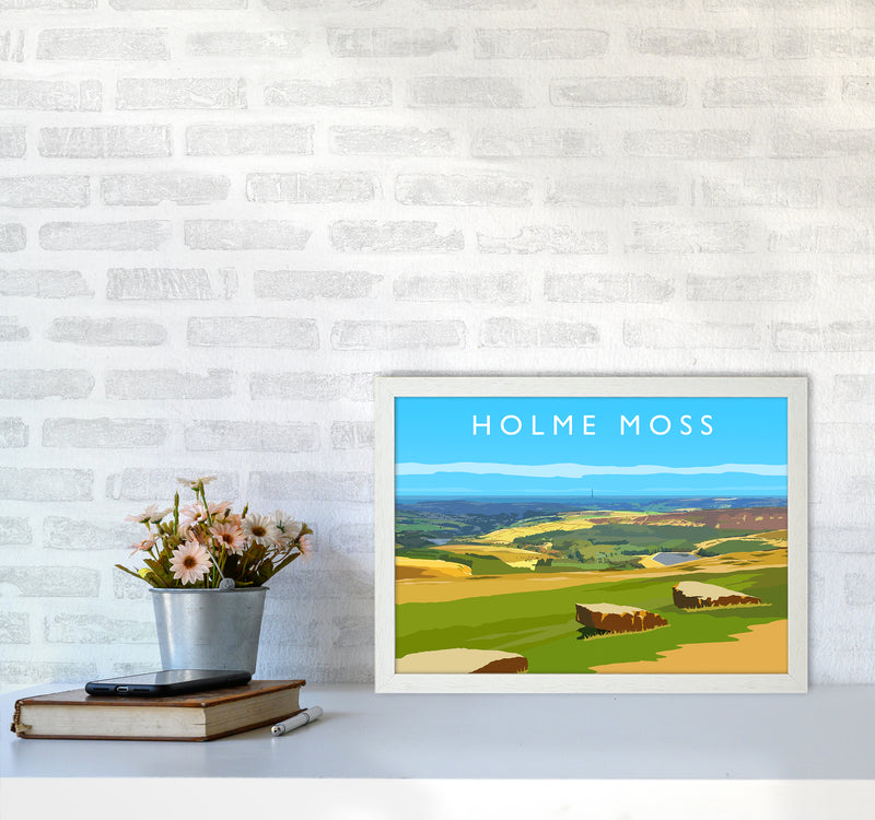 Holme Moss Travel Art Print by Richard O'Neill A3 Oak Frame