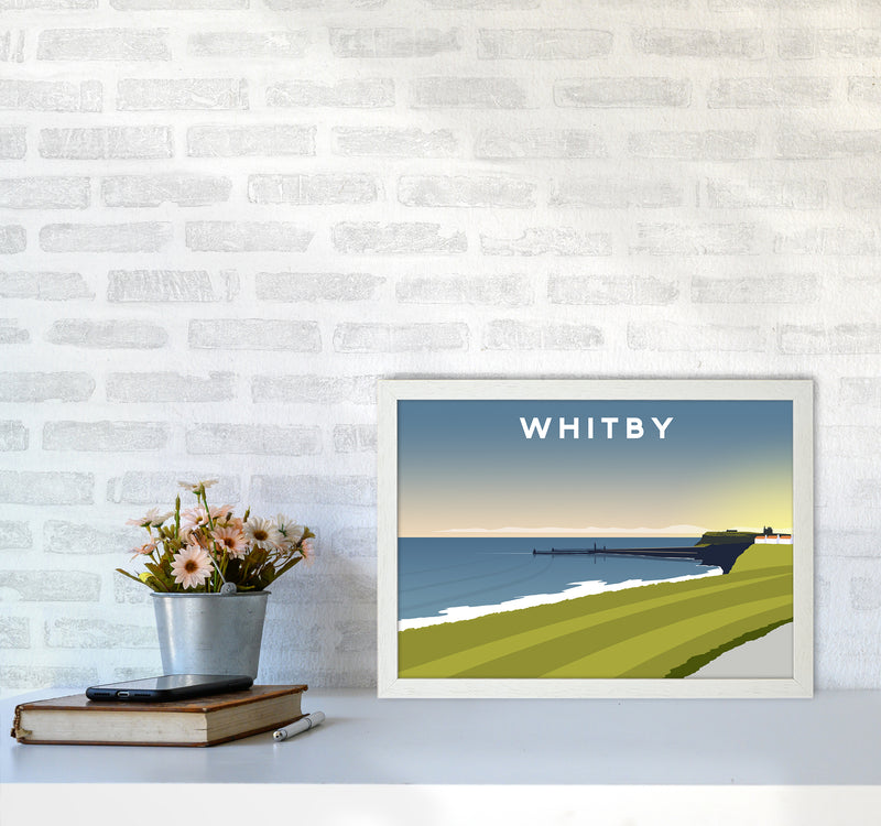 Whitby 5 Travel Art Print by Richard O'Neill A3 Oak Frame