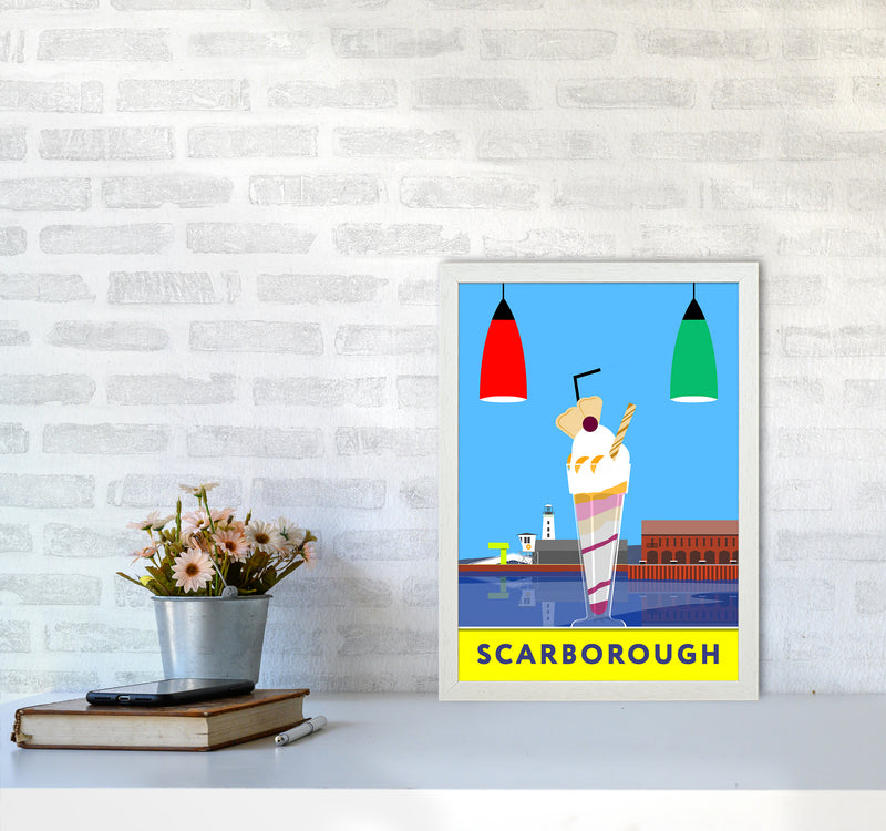 Icecream at Scarborough Travel Art Print by Richard O'Neill A3 Oak Frame