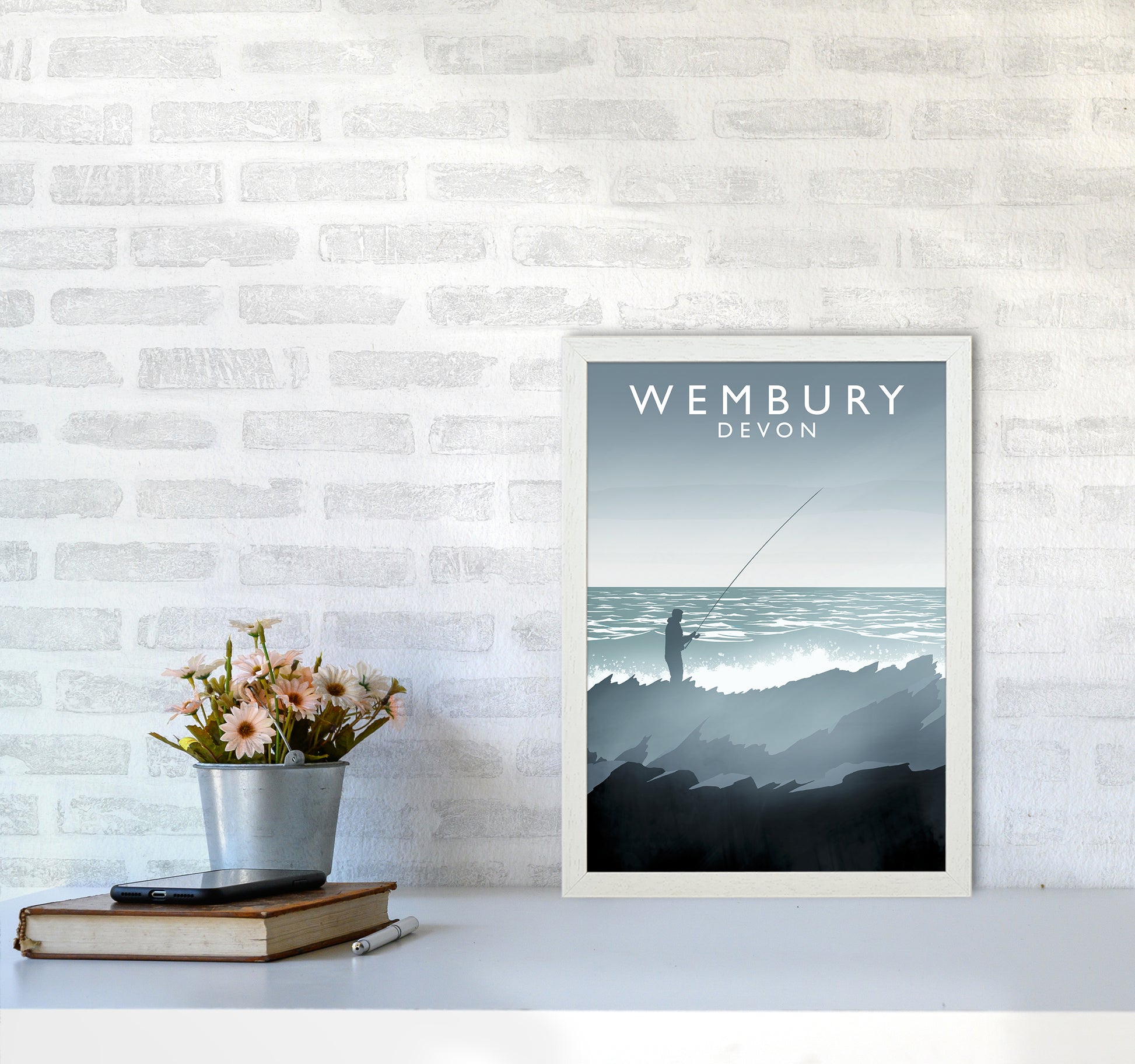 Wembury portrait Travel Art Print by Richard O'Neill A3 Oak Frame