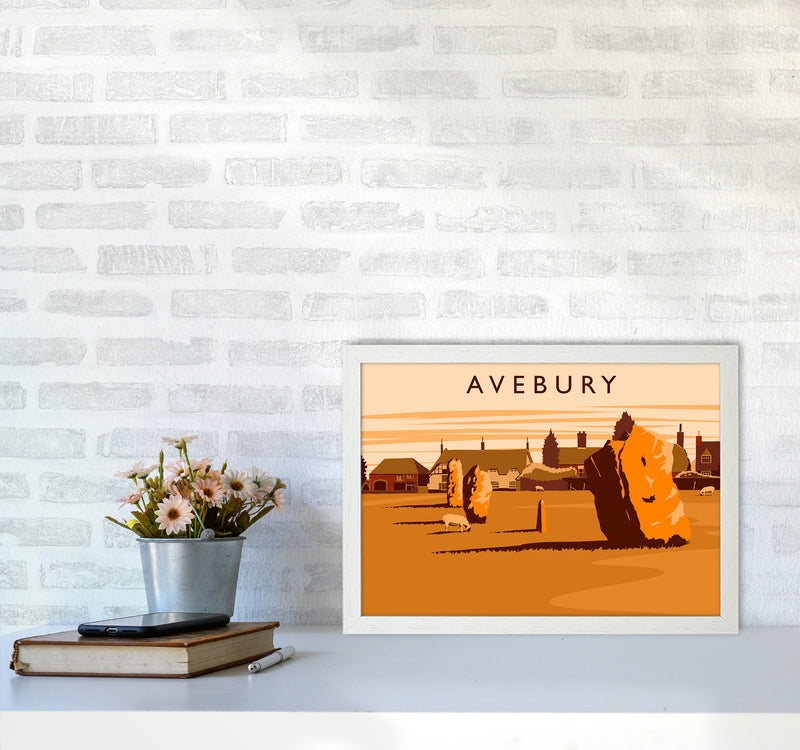 Avebury Travel Art Print by Richard O'Neill A3 Oak Frame