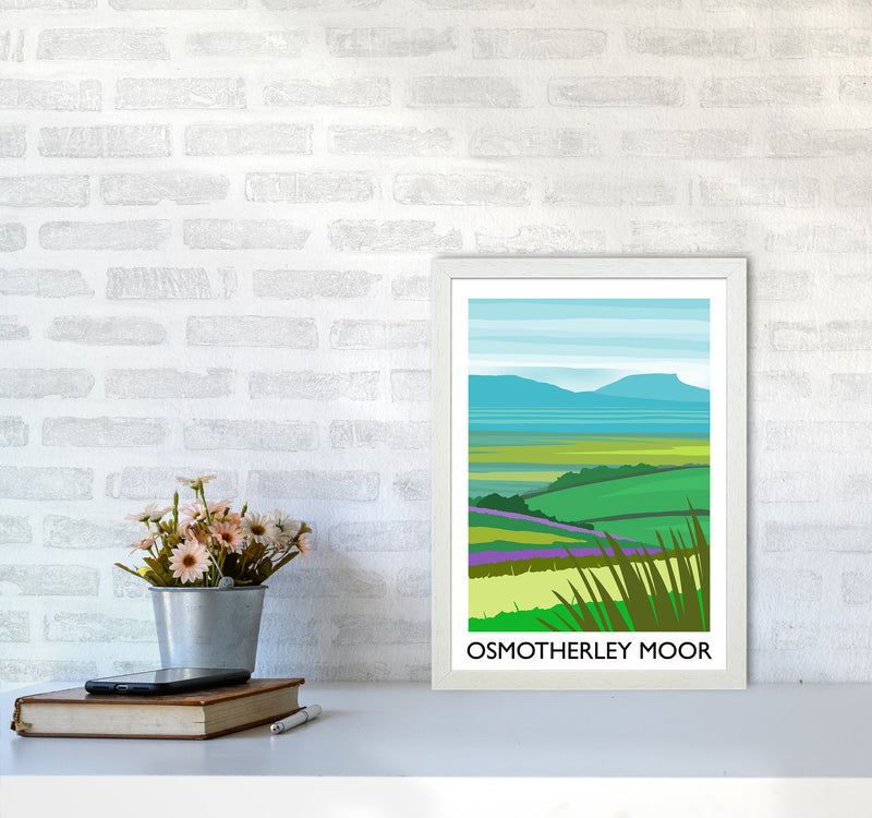 Osmotherley Moor portrait Travel Art Print by Richard O'Neill A3 Oak Frame